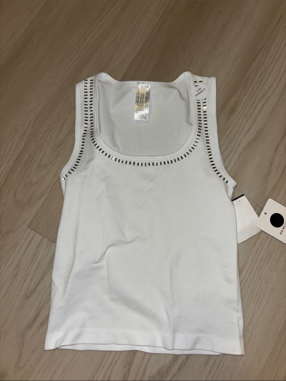 White Rhinestone Tank Top